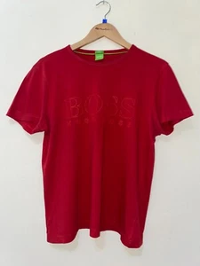 T-shirt Hugo Boss uomo rossa tempo libero M designer logo BOSS perfette condizioni - Foto 1 di 11