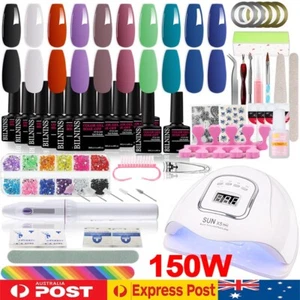 10 colors Full Gel Nail Polish Starter Kit + UV LED Lamp Dryer Nail Manicure Set - Picture 1 of 20