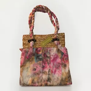 Naturalizer Women’s Purse Braided Handles Woven Straw Floral Print New With Tags - Picture 1 of 9