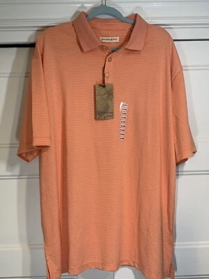 Camisa Polo Jamaica Jaxx Manga Corta Para Hombre XXL 2XL Coral Naranja Rayas Nueva con Etiquetas Foto 1 de 4