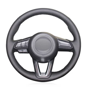 Black Artificial Leather Car Steering Wheel Cover for Mazda 3 Axelas CX-3 CX-5 - Picture 1 of 14