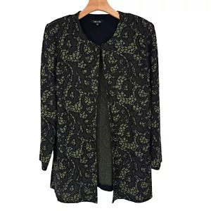 Misook Womens Long-Sleeve Knit Jacket Black Green Paisley size large - Picture 1 of 12