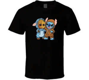 Camiseta Stitch And Baby Groot divertida película de dibujos animados unisex - Imagen 1 de 8