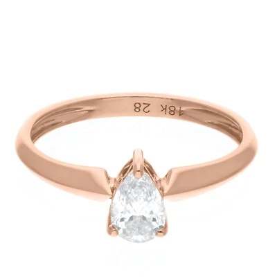 0.51 Ct Lab Grown CVD Pear Shaped Diamond Solitaire Ring In 18k Solid Rose Gold - Image 1 of 4