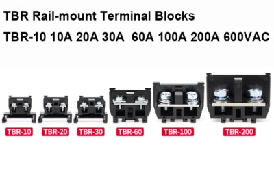 TBR Rail-mount Terminal Blocks TBR-10 10A 20A 30A  60A 100A 200A 600VAC - Image 1 of 4