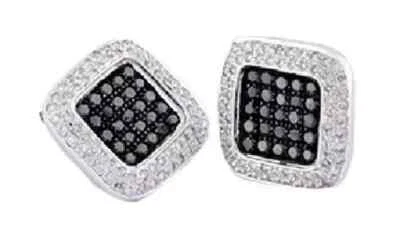 Gemelos para hombre corte redondo de 3 quilates con diamante negro creado en laboratorio enchapado en oro blanco de 14 quilates Foto 1 de 4