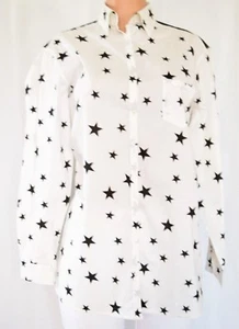 ETICHETTA STARS/STRIPED PRINT WHITE/BLACK COTTON LONG SLEEVES SHIRT SIZE 46 - Picture 1 of 9