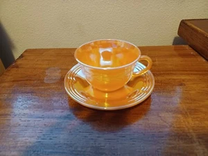 Vintage Anchor Hocking Fire King Peach Laurel Lusterware Cup & Saucer - Picture 1 of 6