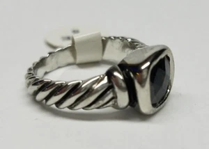 FUNKELNDER schwarzer Kristall MODE Damen Designer inspiriert SILBER RING neu GRÖSSE 6 - Bild 1 von 5