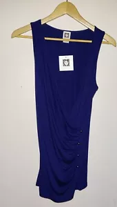 NWT ANNE KLEIN WOMENS SZ S DARK BLUE SLEEVELESS SHEATH TANK MINI DRESS NEW - Picture 1 of 3
