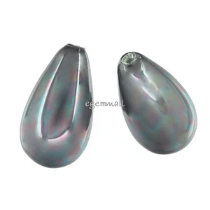 4 Dunkelgrau Muschel Perle Träne Tropfen Halb Top Gebohrt Perlen 10x18mm #75115 - Bild 1 von 1