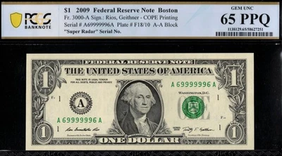 2009 $1 FRN A69999996A #65PPQ  A-A BLOCK - Image 1 of 3