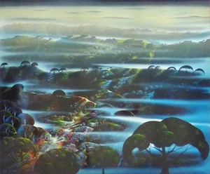 Eyvind Earle THE VALLEYS WILD Hand signed Woods Nature Serigraph Magic Realism - Picture 1 of 6