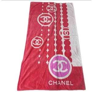 CHANEL großes Strand Badetuch schwarz Fußmatte Coco Baumwolle 172×95cm - Bild 1 von 4