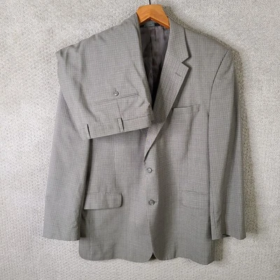 Traje Jos A Bank Para Hombre 46R Beige Pata de Gallo 2 Piezas Lana 2 Botones Plisado 42x30 Foto 1 de 4