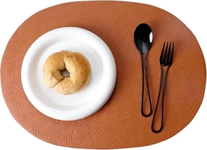 Welan PU Leather Oval Placemats Set of 4,  (Brown) - Bild 1 von 8
