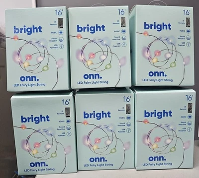 SEIS JUEGOS ONN LED Cadena de luces de hadas 16+ pies cada uno con REMOTO varios colores Foto 1 de 4