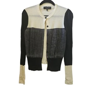 Cárdigan Rag & Bone Para Mujer S Colorblock Lana Suéter Oculto Frontal Botón Oficina - Imagen 1 de 13