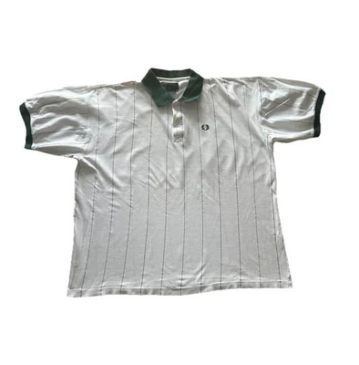 Camisa Polo Fred Perry Vintage Años 80 Rayas Blanca Verde Para Hombre Talla X-Grande XL Foto 1 de 4