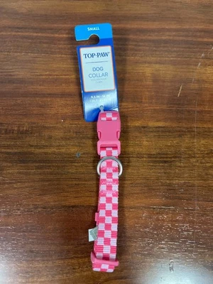 Top Paw Dog Collar Pink Checkered Size Small (9.5-14") - Image 1 of 2