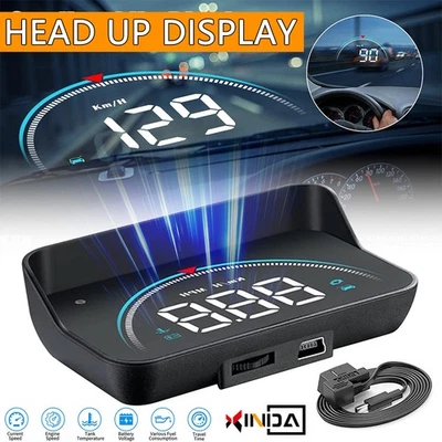 Overspeed Alarm KMH OBD2 Compass HUD Digital Speedometer MPH Head Up Display Car - image 1 of 4