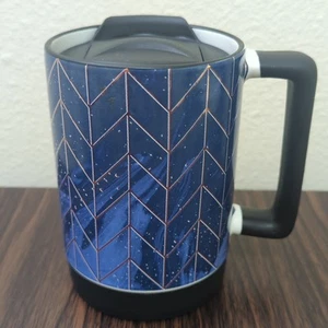 Taza de viaje de mármol azul de 15,5 oz con base de silicona, gres esencial para el hogar - Imagen 1 de 10