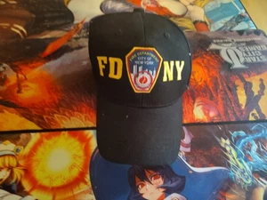 Sombrero FDNY Departamento de Bomberos de la Ciudad de Nueva York Gorra Negra Ajustable Parche Torres Gemelas - Imagen 1 de 5