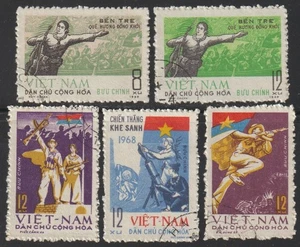 1969 North Vietnam Stamps Tet Offensive Battles Scott # 552 - 556 Used NH - Picture 1 of 1