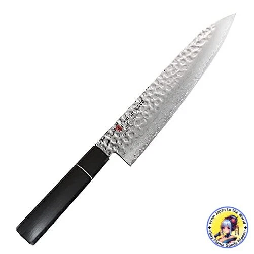Cuchillo de Chef Damasco KASUMI KURO 24 cm Acabado Martillado Hecho en Japón Gifu City Foto 1 de 4