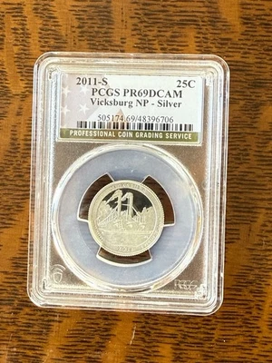 2011s Pr69 Dcam Silver Vicksburg NP Quarter  - Image 1 of 2