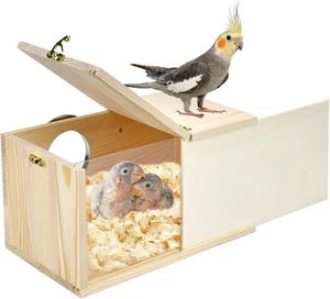 Parakeet Nesting Box Cockatiel Natural Pine Bird L(10.6*5.9*5.9inch) - Picture 1 of 6