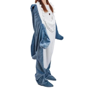 HOT Cartoon Shark Sleeping Bag Pajamas Sofa Blanket Flannel Fleece 150-210 cm - Picture 1 of 24
