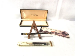 Pluma Estilográfica Sheaffer Punto Blanco Delgada Hecha en EE. UU. 14K Plumín con 2 Cartuchos Scrip - Imagen 1 de 4