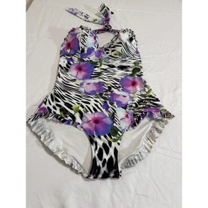 Alannah Hill Sz 12 Pool Side Affair Swimsuit Floral Animal Print Retro One-piece - Picture 1 of 10