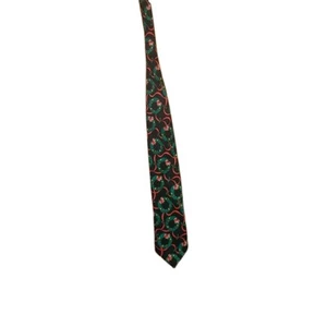 Christmas Wreath Ribbon Holly Holiday Lights Men's Black Neck Tie - Picture 1 of 9