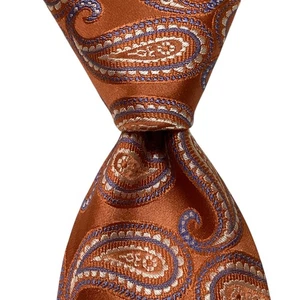 MICHAEL KORS Men's 100% Silk Necktie Designer PAISLEY Orange/Blue/White EUC - Picture 1 of 3