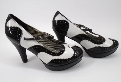 Ellie Shoes Heels Flapper Women's Size 7 Black White - Image 1 of 4