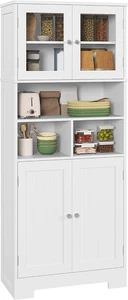 Credenza Cucina con 2 Armadietto, 3 Vani Aperti, Mobile Dispensa Stretto con Ant - Foto 1 di 9