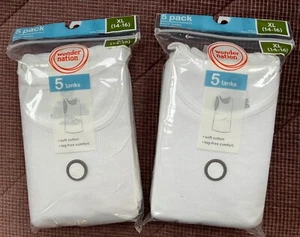 Wonder Nation Boy's White * 2 * - 5 Pack Tank Top Undershirts - XL - NEW - Picture 1 of 4