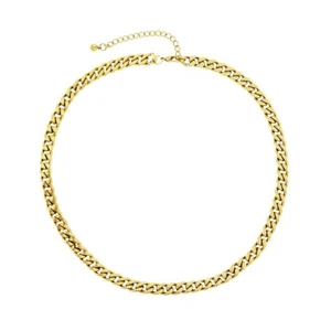 Cuban Chain Stainless Steel 17" 18k Gold Plate Hypoaller Unisex Jaxxon Style - Picture 1 of 3