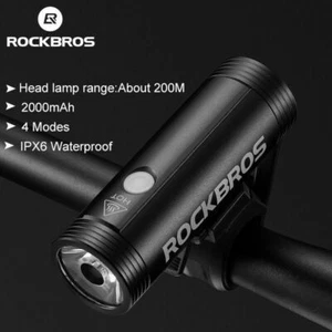 ROCKBROS Cycling Bicycle Head Front Light Waterproof USB Rechargeable LED Lights - Picture 1 of 13