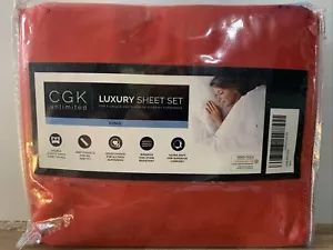 Juego de sábanas de lujo CGK ilimitadas 4 piezas tamaño King rojo - Imagen 1 de 2