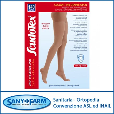 593SCUDOTEX CALZE PREVENTIVE COMPRESSIONE GRADUATA COLLANT 140 DEN PUNTA APERTA  - Immagine 1 di 3