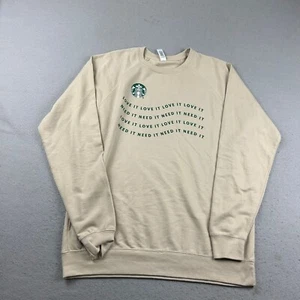 Starbucks Sweatshirt Mens XL Beige Crew Neck Long Sleeves Pullover - Picture 1 of 9