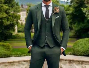 Men’s Green 3 Piece Suit Classic Bespoke Style Ideal for Wedding and Party Wear - Picture 1 of 5