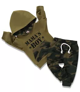 Baby Boy Clothes Camo Hoodie and Pants Set Fall Winter Infant Outfit - Picture 1 of 7
