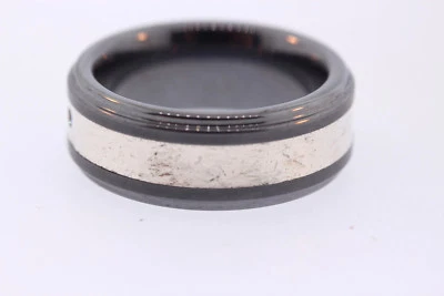 Triton Tungsteno & Plata de Ley .25ct Diamante Original 8mm Paso Borde Banda - Imagen 1 de 4