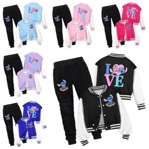 Kids Love Lilo & Stitch Jacket Sweatshirt Tops Trousers Casual Baseball Jacket - Picture 1 of 18