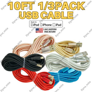 10FT Fast Charger Cable Heavy Duty For iPhone 8 7 X XR 11 12 13 14 Charging Cord
