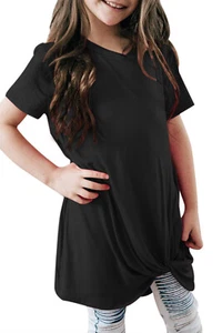 Short Sleeve Tee for Girls Girls Size "S" "M" "L" Black Twist Drape - Picture 1 of 2